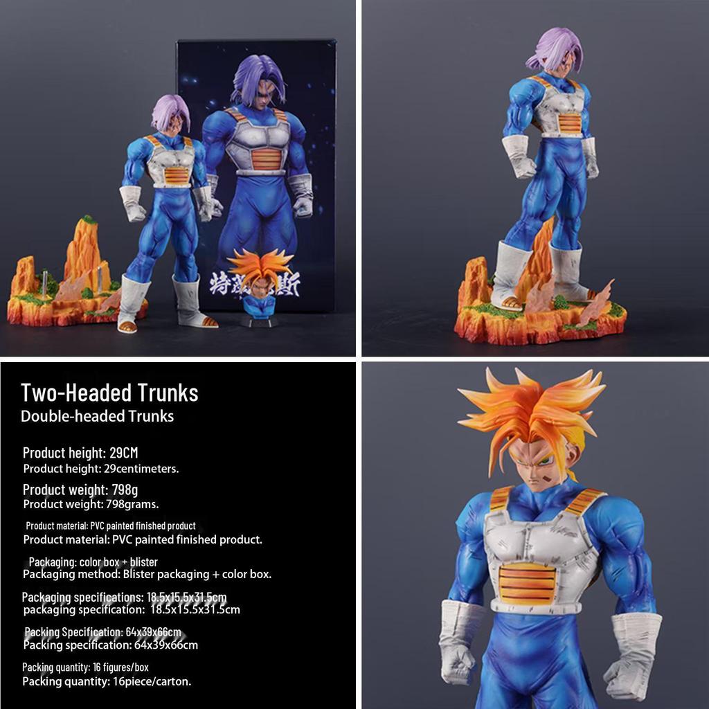 Large Dragon Ball Trunks Figure with Alternate Heads - Premium Future Warrior Statue Ornament