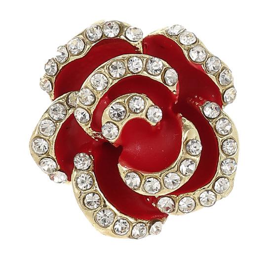 Camellia Small Brooch Rhinestone Inlay Dazzling Alloy Pin Sweater Coat Dress Suit Lapel Badge Jewelry Accessory