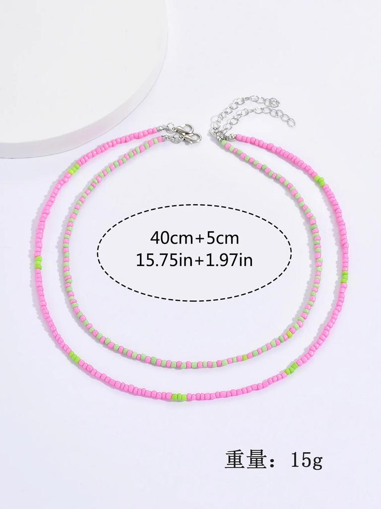 2025 Boho Double Layers Seed Beads Necklace for Women Collar Charm Handmade Aeesthethic Bead Femme Neck  Party Gifts
