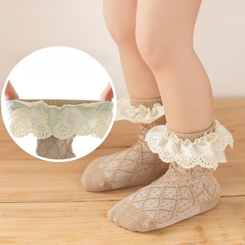 Baby Socks Spring Andautumn Styles Children's Socks Lace Socks Class A Cotton Mid-calf Socks Girls' Short Socks Infants and Toddlers 0-5 Years Old