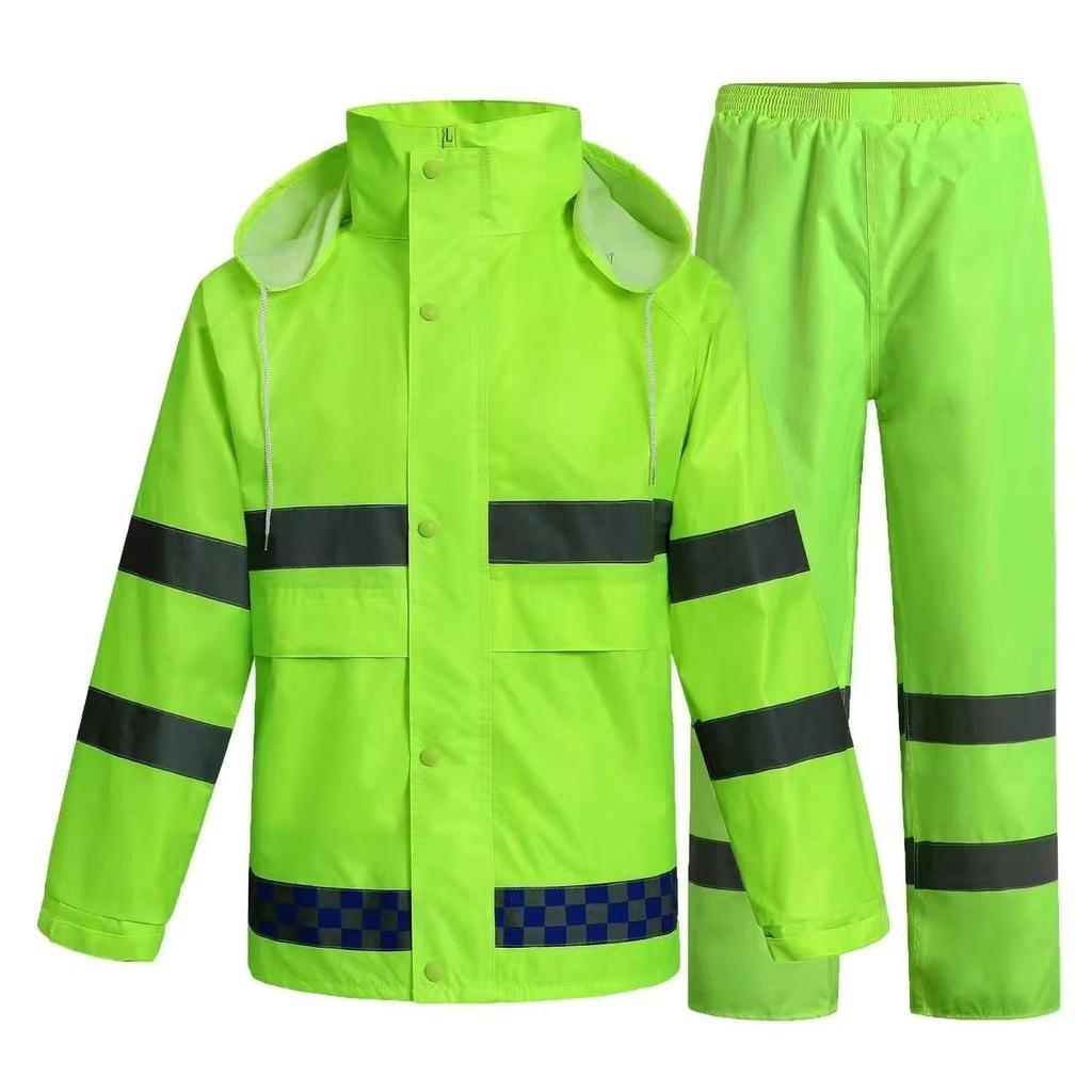 High-Visibility Raincoat & Pants Set for Traffic Safety & Rescue Duties