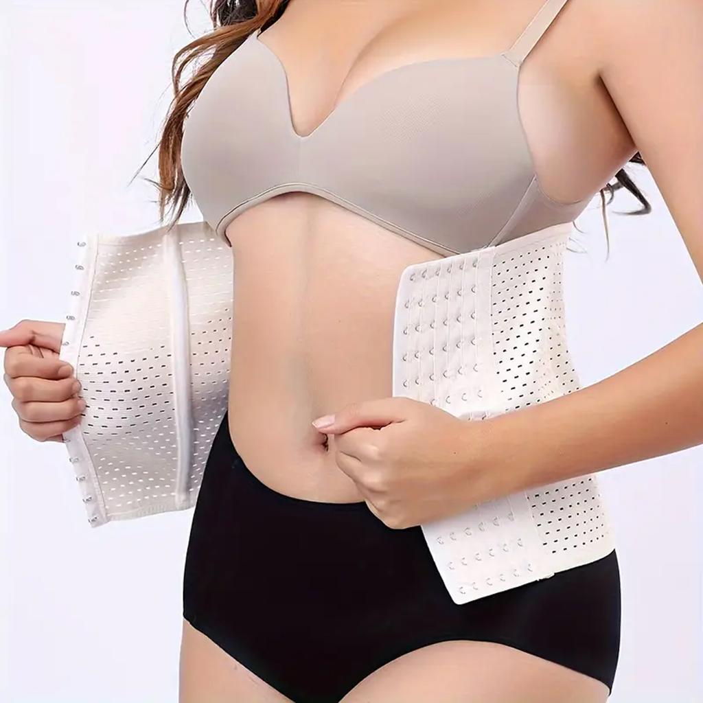 Women's Waist Training Belt, 6 Rows Of Adjustable Hooks, Plus Size Waist Cincher Corset, Slimming Tummy Control Band Breathable Shapewear Girdle