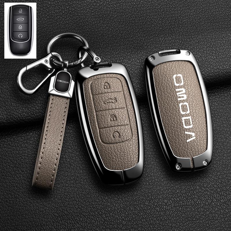 Zinc Alloy Leather Car Key Case, For Chery Omoda C5 E5 C9 5 9 Ev Phev 7 8 Pro Plus , Protected Keychain Bag, Car Accessories