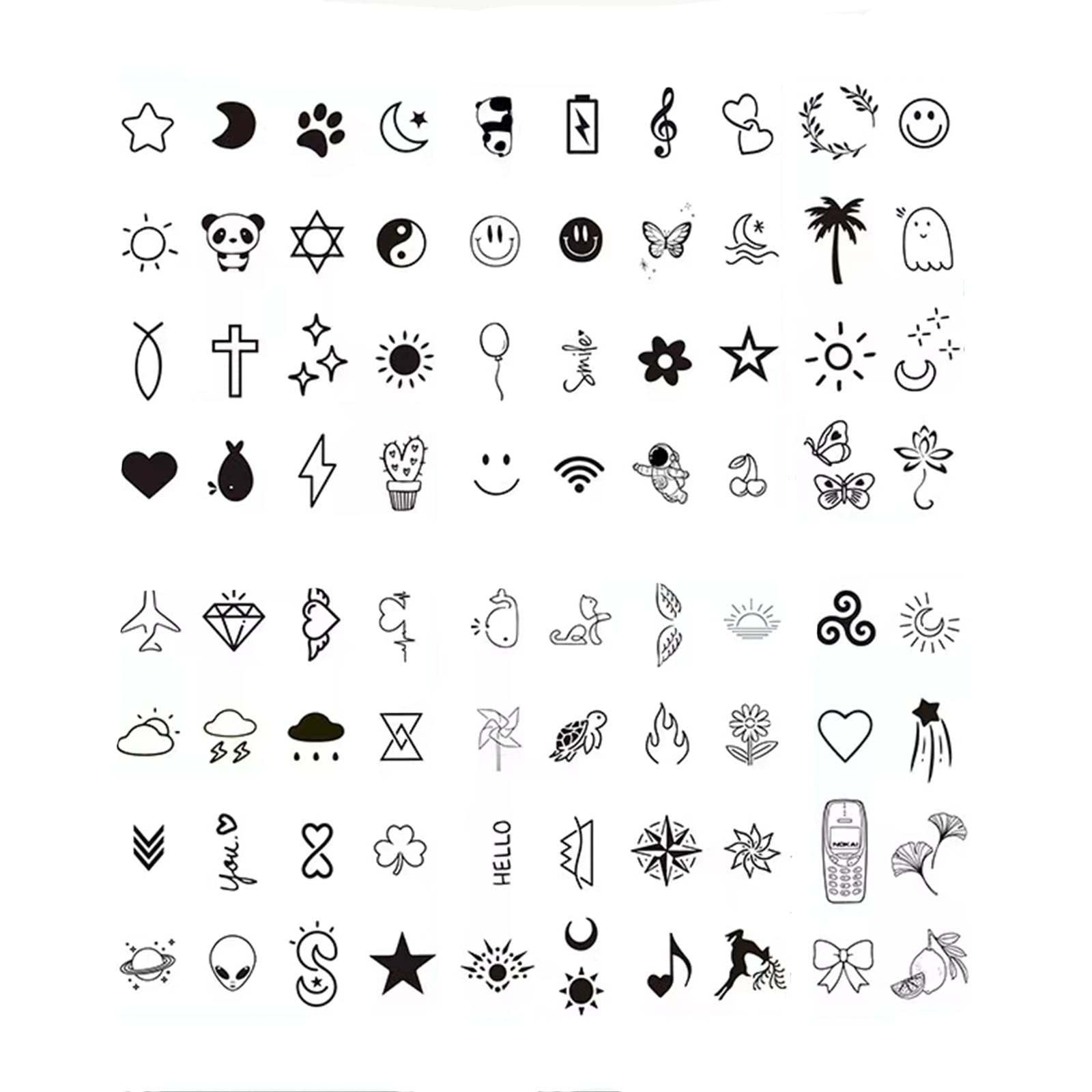 

lollipopk Tattoo Stickers Set of 80 Body Stickers Tattoo Body Stickers Fashion Stickers Cute Easy to Apply Waterproof Long Lasting Cute Cool Tattoo