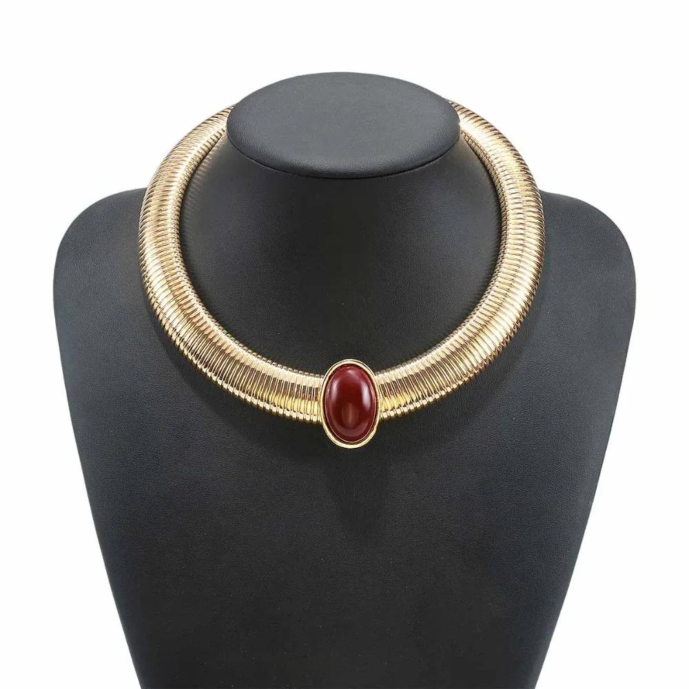 Metal Chain Chunky Choker Necklace Vintage Gold Snake Bone Chain Necklace Silver Color Personalized Exaggerated Collarbone Chain