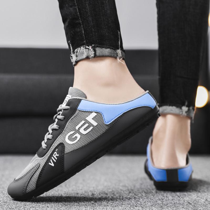 Fashion Men's Shoes Half Slippers Mesh Breathable Casual Sneakers for Men Cloth Shoes for Man Male Comfort Flat Footwear tenis masculino