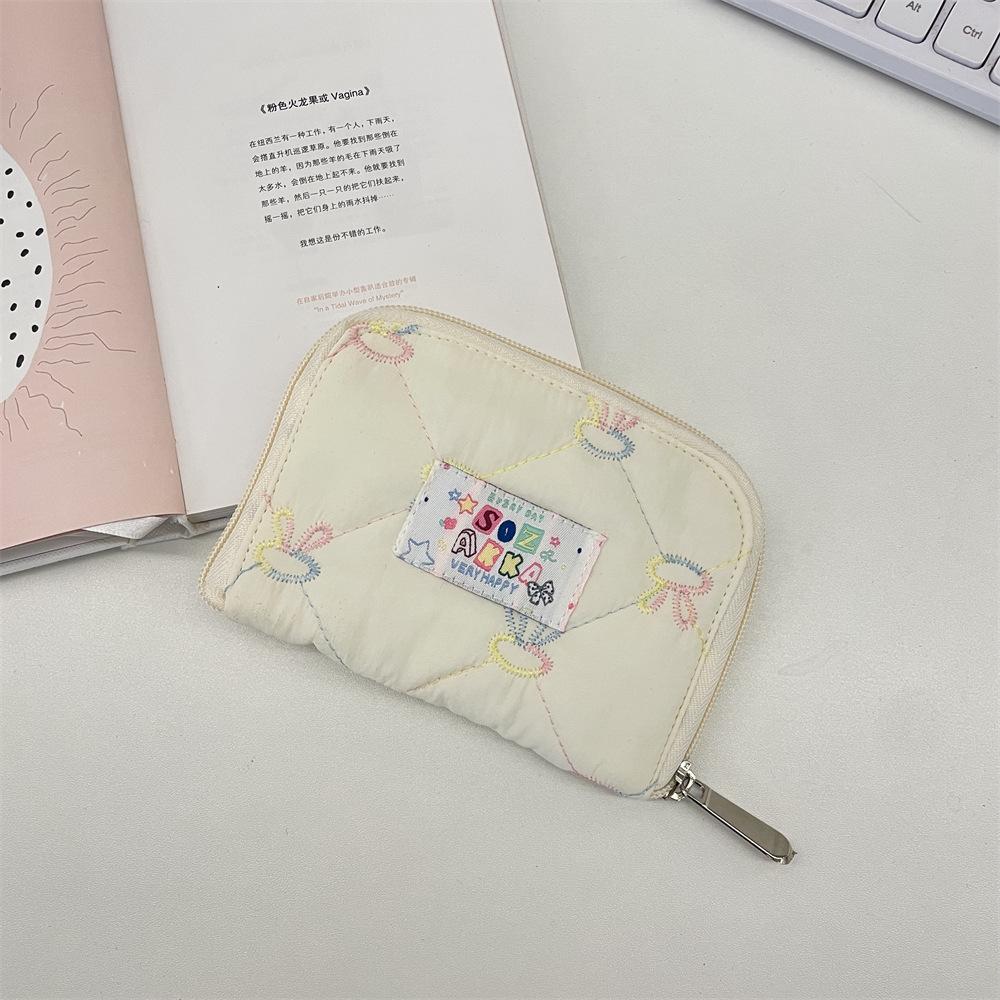 

Quilted Cotton Wallets Soft ID Bag Pouch Card Holder Student ID Card Wallet Portable Small Wallet Zipper Coin Purse Cute Purse