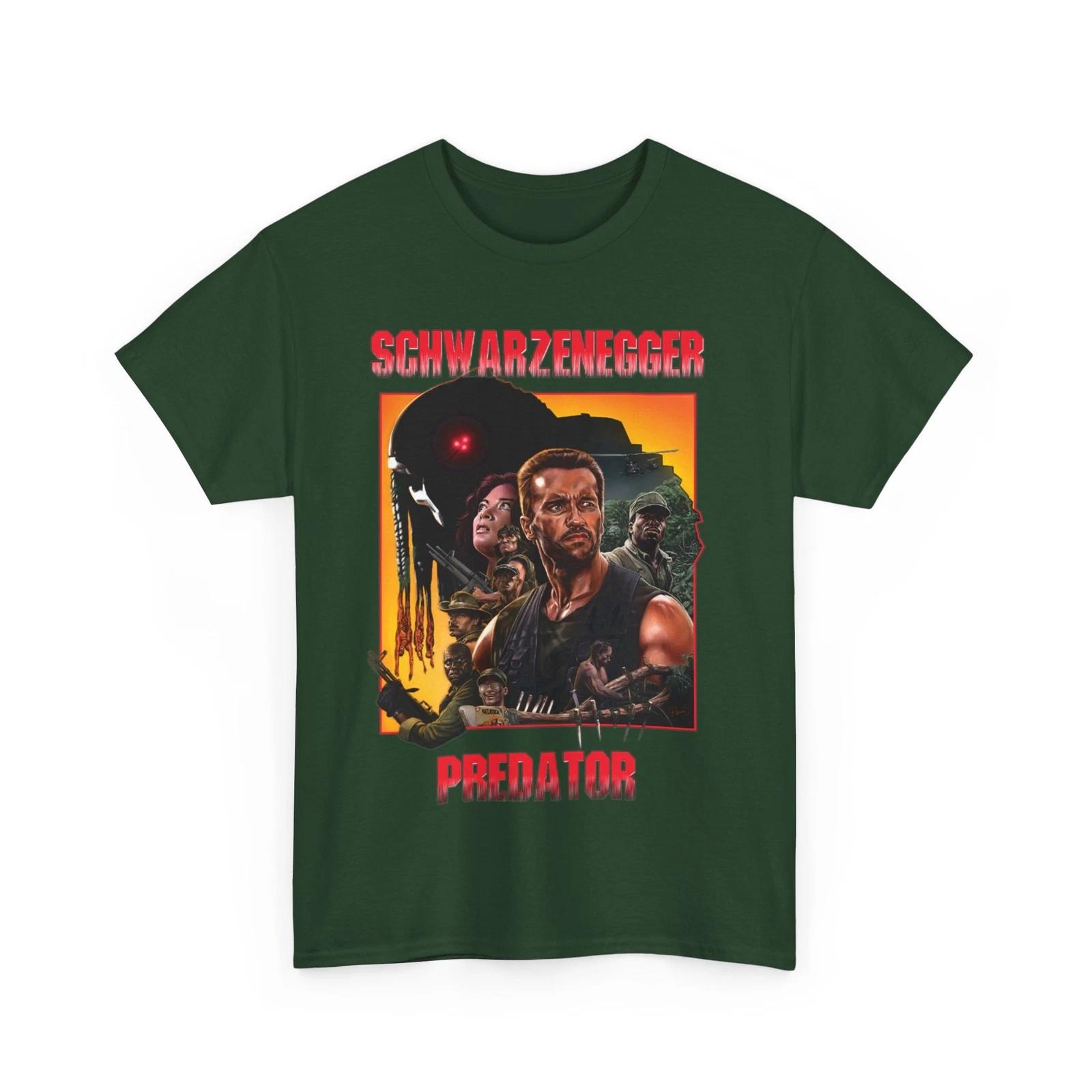 Predator Arnold Schwarzenegger Movie 100% Cotton T-shirt Mens Tees Top Unisex Heavy Cotton Tee 2XL