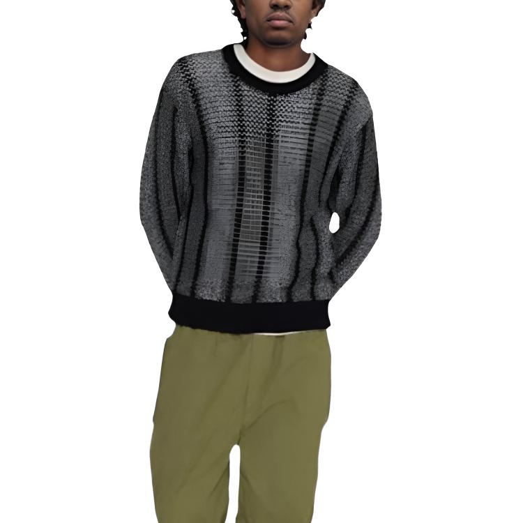 Stussy FW22 Striped Crew Neck Pullover Sweater Unisex Sweater Black 117148