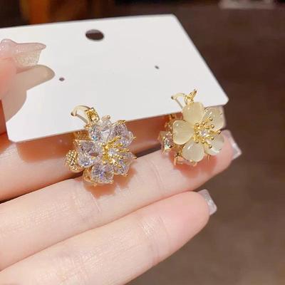 Light Luxury Two Wear Exquisite Double Sided Flower Earrings