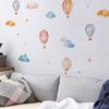 4 Sheets Hot Air Balloons Wall Stickers, Watercolor Hot Air Balloon Clouds Stars Peel And Stick Wall Decal for Nursery, Kids Room, Playroom