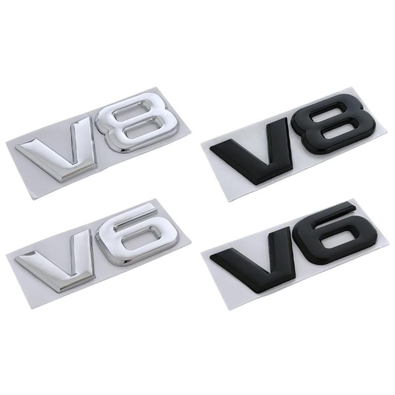 3d Chrome Black Logo V6 V8 Emblem Decals For Toyota Camry DFGHSTY6 Highlander Land Cruiser Fender Trunk V8 V6 Badge Sticker Accessories