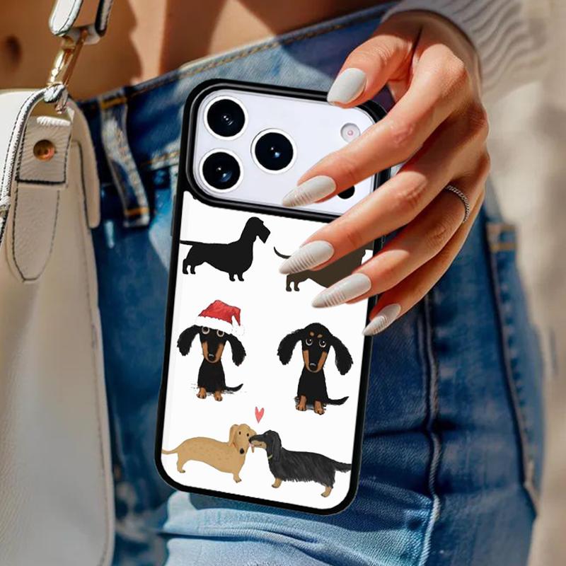 Dachshund Doxie Dogs Hearts Phone Case For iPhone 17 Air 14 15 13 12 Max Cover For Apple 14 15 16 16e 11 Pro Max Plus Coque