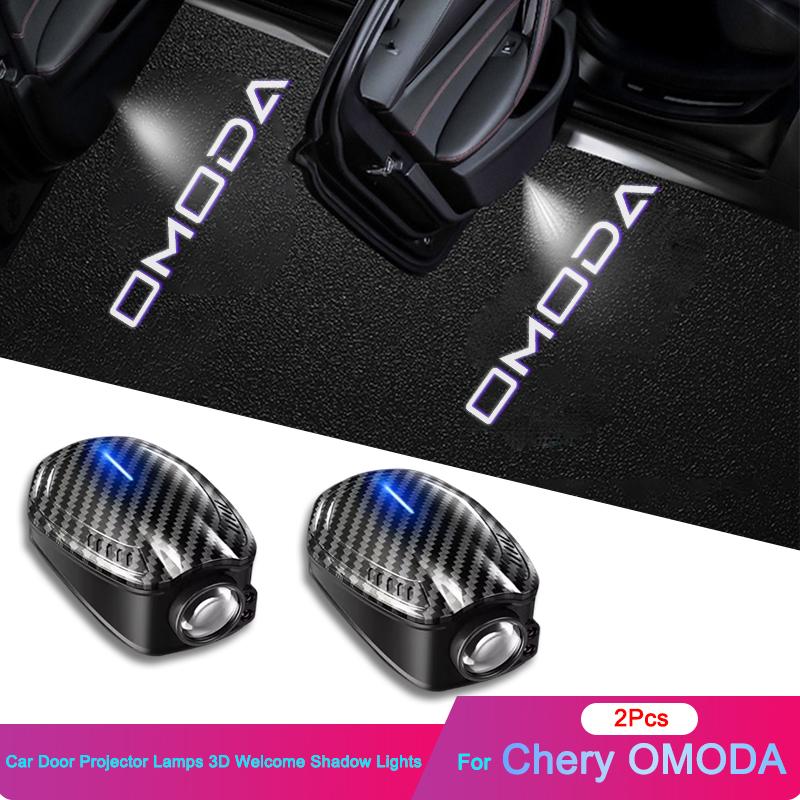 2Pcs LED Car Door logo Projector Lamps Welcome Lights For Chery Omoda C5 5 fx 7 8 Pro Plus Omoda 5 7 8 Pro Plus Car Accessories