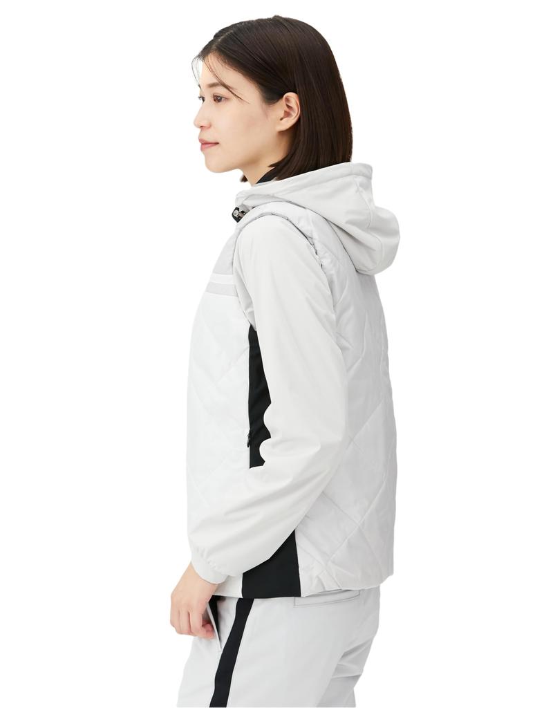 Full Zip Blouson 3WAY Detachable Sleeves Vest Windproof Water Repellent Heat Storage Thermal Golf MGWWJK03W GY00 L [Munsingwear] Women's (Gray)