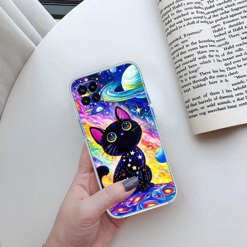 Cat Kitten Meow Transparent Phone Case for Motorola Moto Edge Plus G200 G23 E13 E15 E20 E30 G62 G71 G72 G75 G24 G15 Power