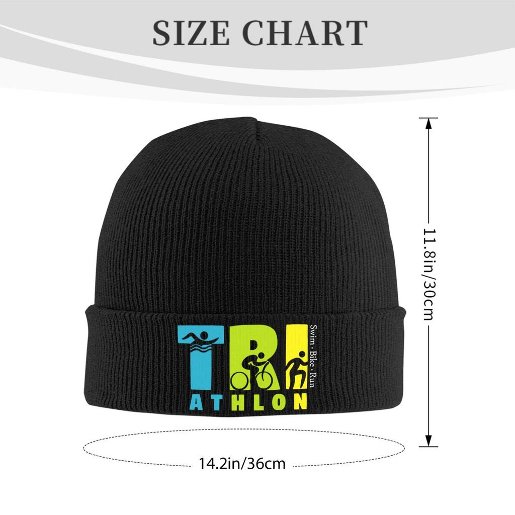 Triathlon Print Casual Bonnet Hats Hip Hop Hats For Men Women Winter Keep Warm Skullies Beanies Caps Unisex Adult Bonnet Hats
