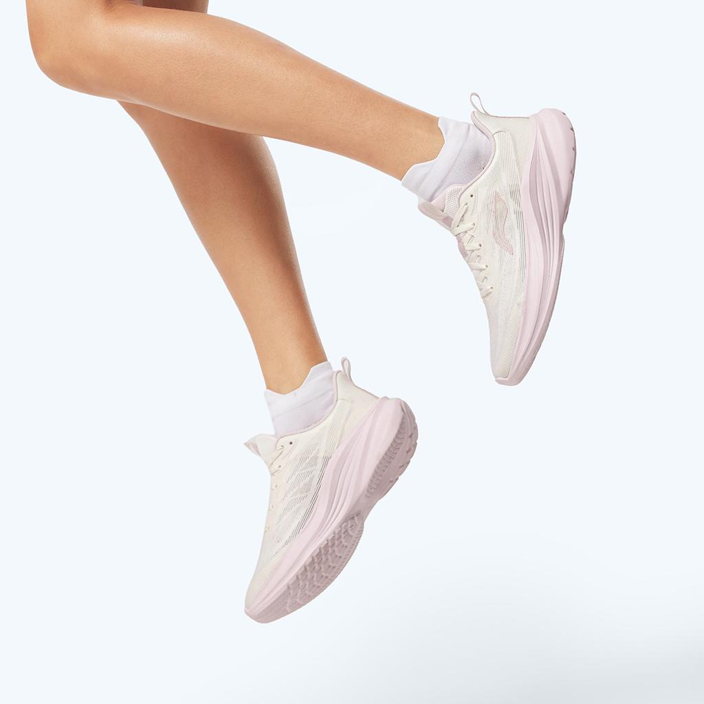 Li Ning Light Breeze Textile, TPU Low top Casual Running Shoes Women's White Pink ARSV108-3