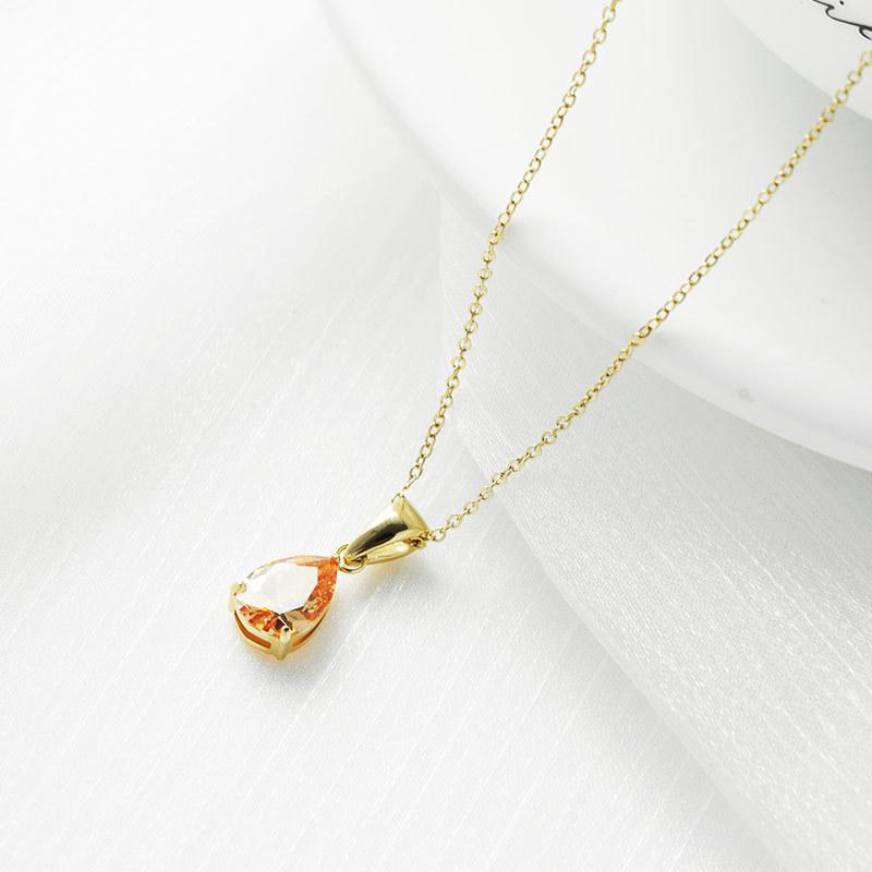 Versatile Personality and Temperament Zircon Necklace Simple Waterdrop Necklaces Fashion Age Reduction Colored Jewelry