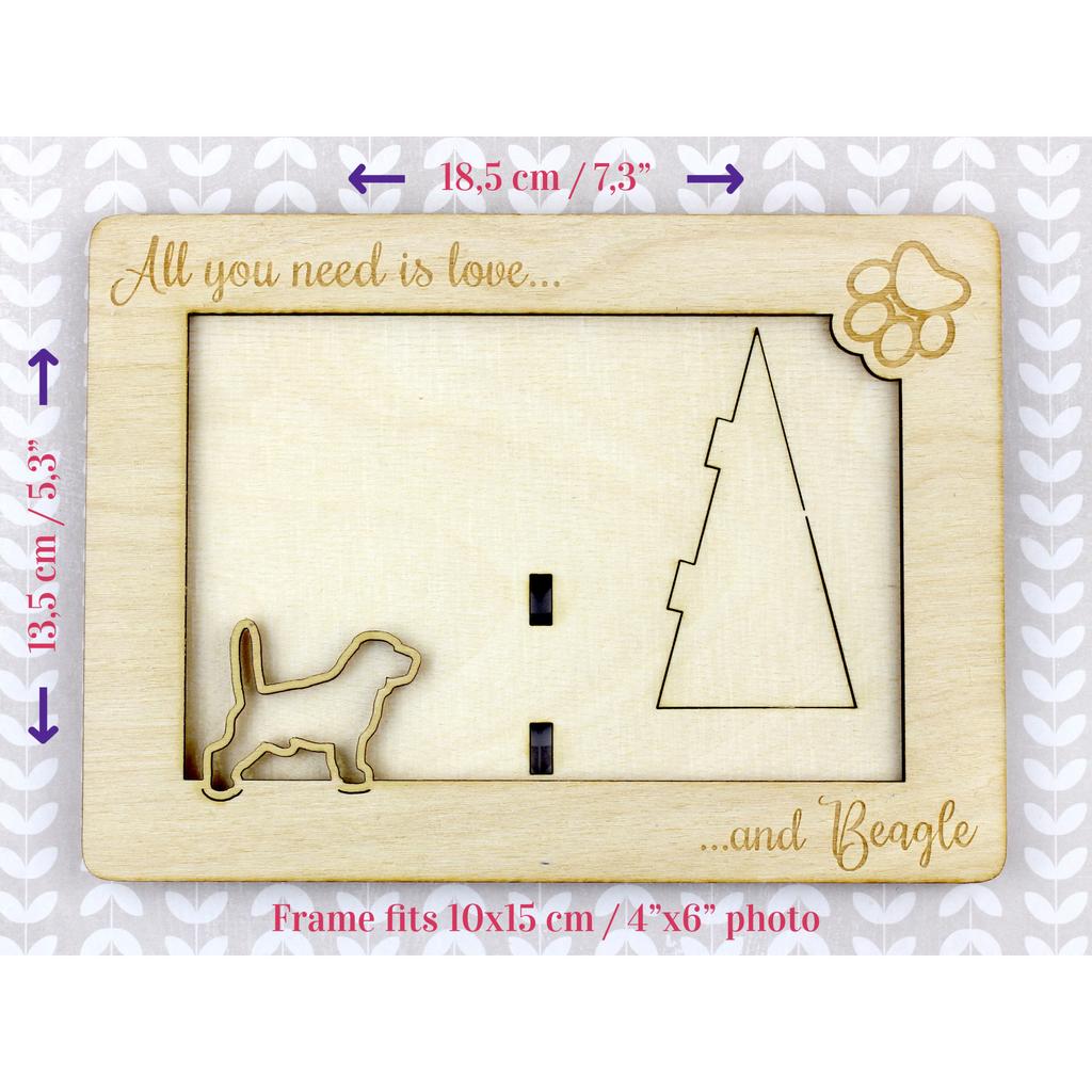 Beagle – Photo frame, engraved wooden frame | Art-Dog