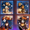 Decorative Glass Decals for Party 4Pcs Halloween Cartoon Window Clings, Pumpkin Ghost Scarecrow Stickers, Waterproof Murals Removable Home
