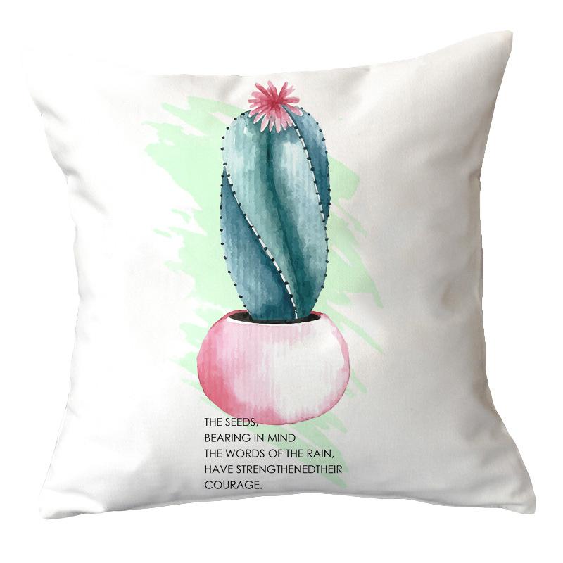 Office Chair Cushion Home Pillow Case Ins Plush Printed Pillow Case Green Plant Nordic Style Pillow