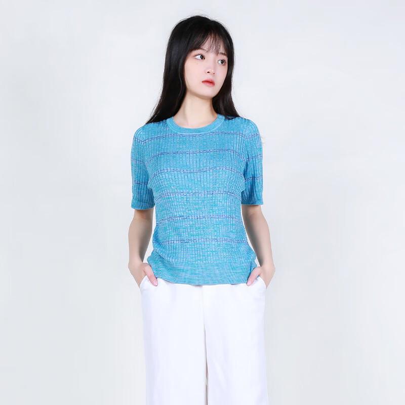 Anlom Women's Summer Short Sleeve Mulberry Silk Knit Top