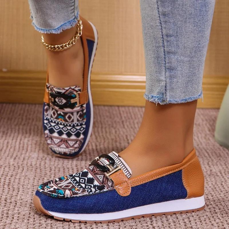 Ladies Shoes New Loafers Women's Flats Outdoor Casual Flats Women Metal Decoration Mixed Colors Round Toe Slip On Ladies Shoes