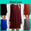 Elegant Women Autumn Fashion Basic Loose Slim Long Sleeve Mini Dress In S-5xl