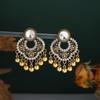 Bohemian Ethnic Style Diamond Tassel Petal Earrings for Women, Exaggerated Openwork Design