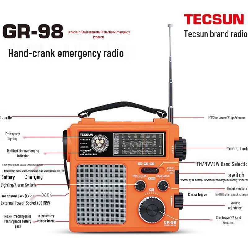 Desheng GR98 Hand-Crank Emergency All-Band Radio