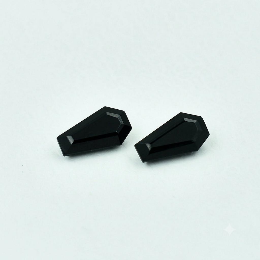 Natural Black Onyx Coffin Cut Loose Gemstones Lot | Black Onyx Cabochons for Jewelry Making
