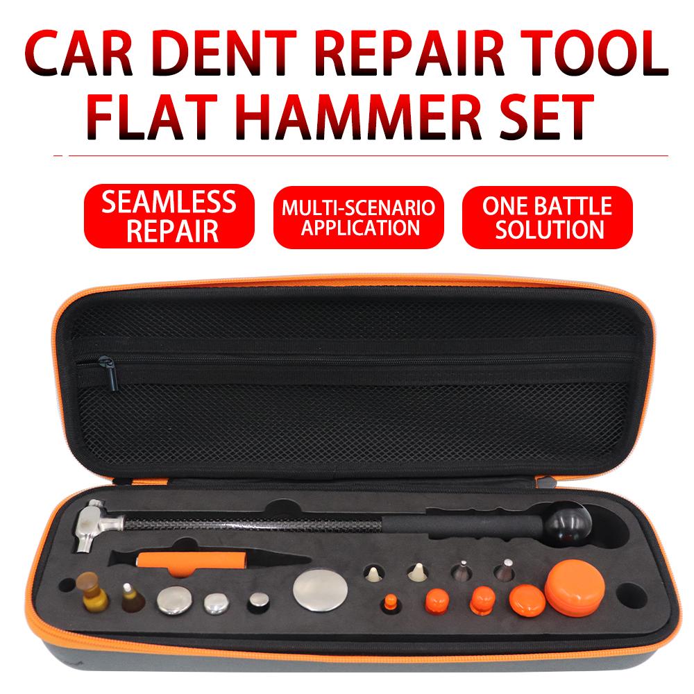 Flat Hammer Kit M8 Multi Replaceable Tips, Car Paintless Dent Repair Leveling Percussion Hammer Tool Set XF-26031301