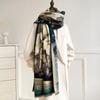 High-end imitation cashmere scarf women's winter warm thickened double-sided long shawl art color matching thick scarf