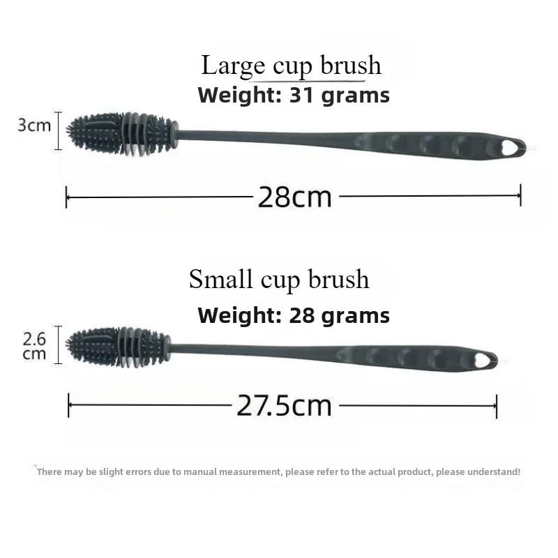 Silicone Cup Brush Milk Bottle Cleaning Brush Long-length Handle Water Bottles Cleaner Glass Cup Cleaning Brush Kitchen Cleaning Tools