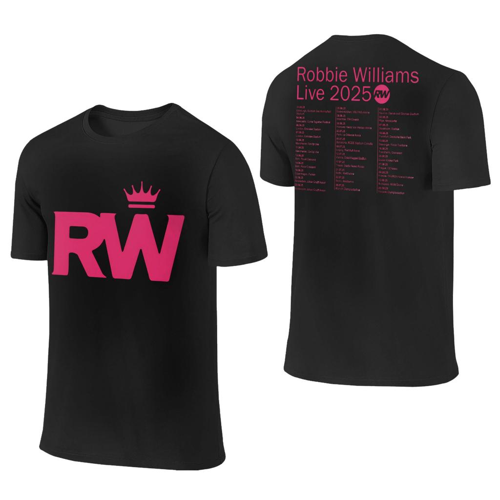 Robbie Williams Live 2025 Tour Concert Apparel Men Women T Shirt Cotton Tee Graphic Printing  T-shirt Clothing