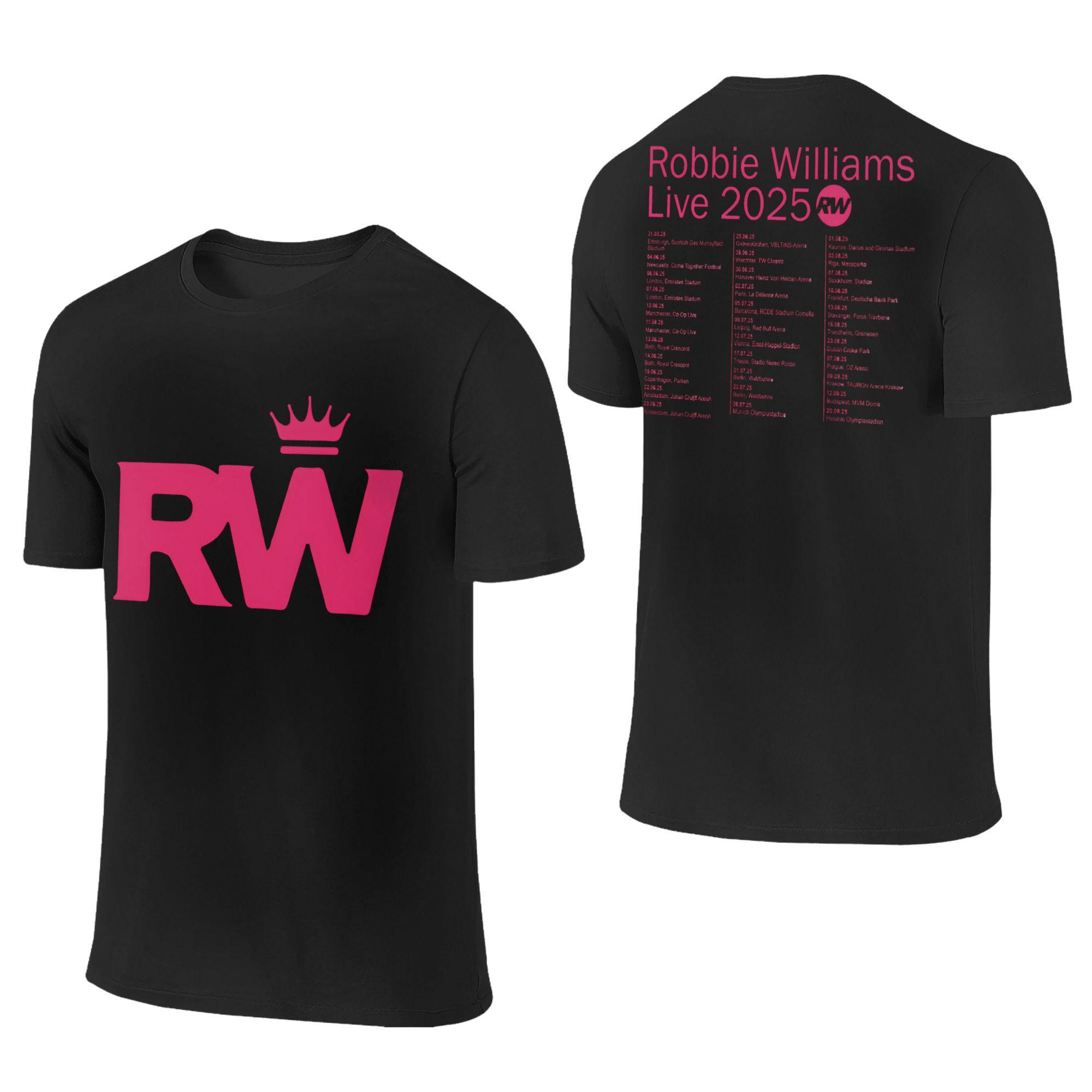 

Robbie Williams Live 2025 Tour Concert Apparel Men Women T Shirt Cotton Tee Graphic Printing T-shirt Clothing L