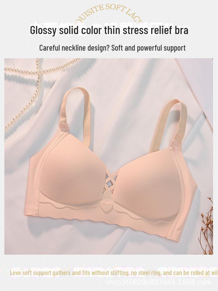 Sujetador de Verano Sin Costuras para Mujer Lake and Heart: Estilo Fino, Soporte para Pecho Pequeño, Prevención de la Caída, Cómodo, Sin Aro de Acero.