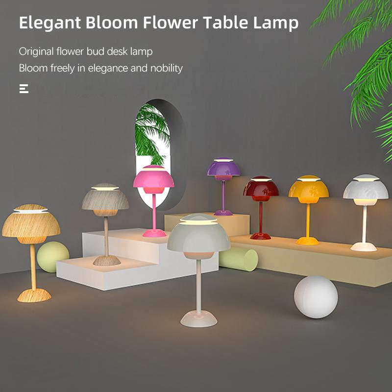 Rechargeable Alloy with ABS Table Lamp 3 Speed Adjustment Indoor Lighting Fixture Flower Bud Desk Lamps Home Decor Night Light