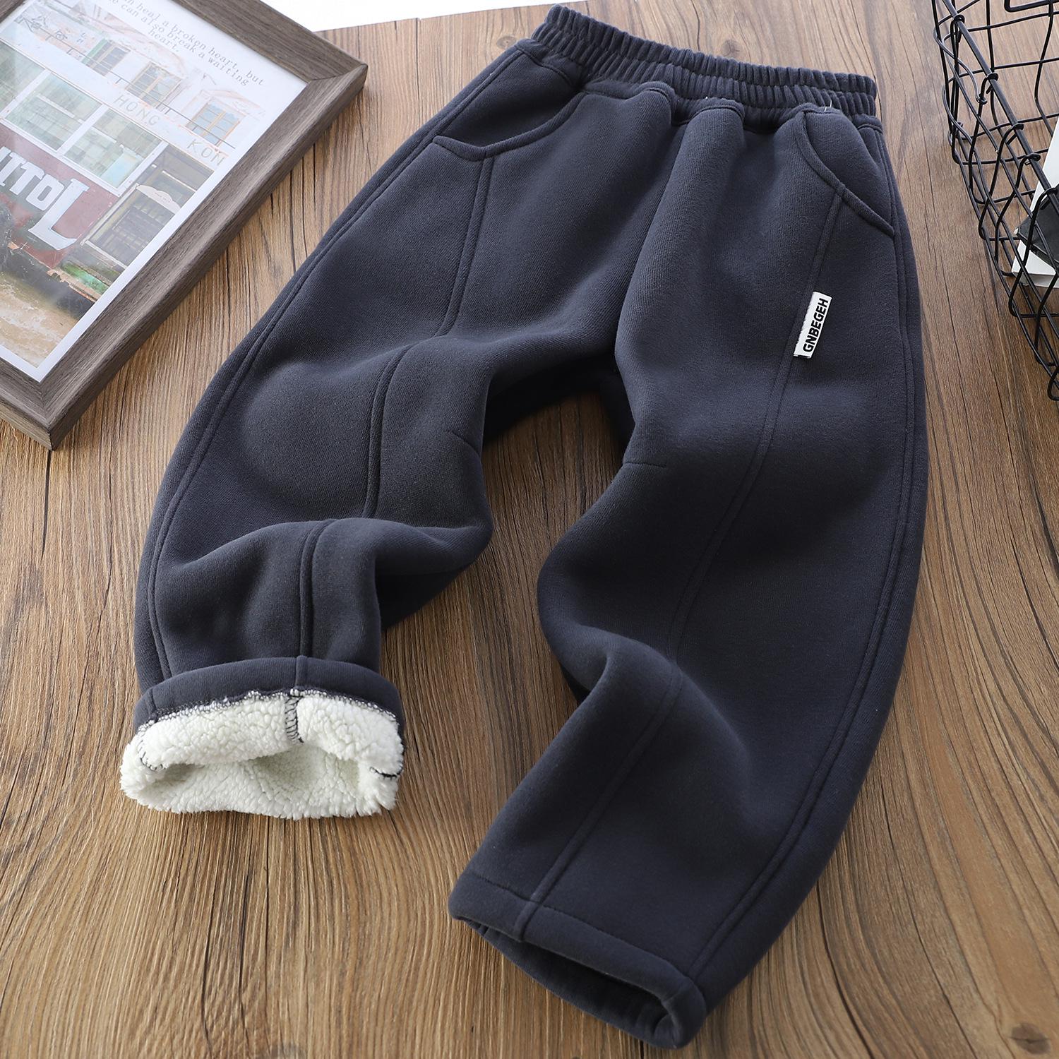 

2025 Зимние Новые Флисовые Детские Спортивные Штаны – Утепленные, Теплые и Модные для Мальчиков и Девочек 120 cm темно-серого