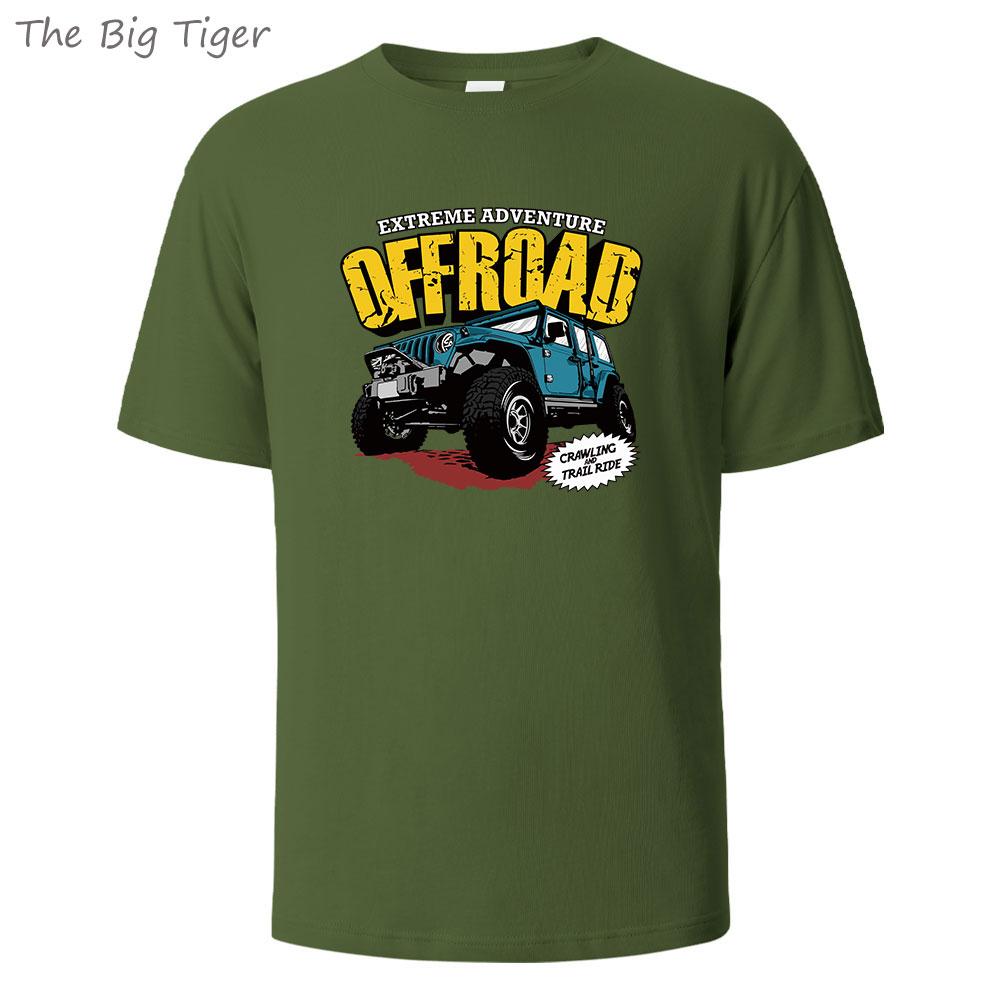 Offroad Vehicle Printing Comfortable Cotton Tshirt Men Simple Crew Neck Design Soft Breathable Short Sleeve Basic Mens Tshirt