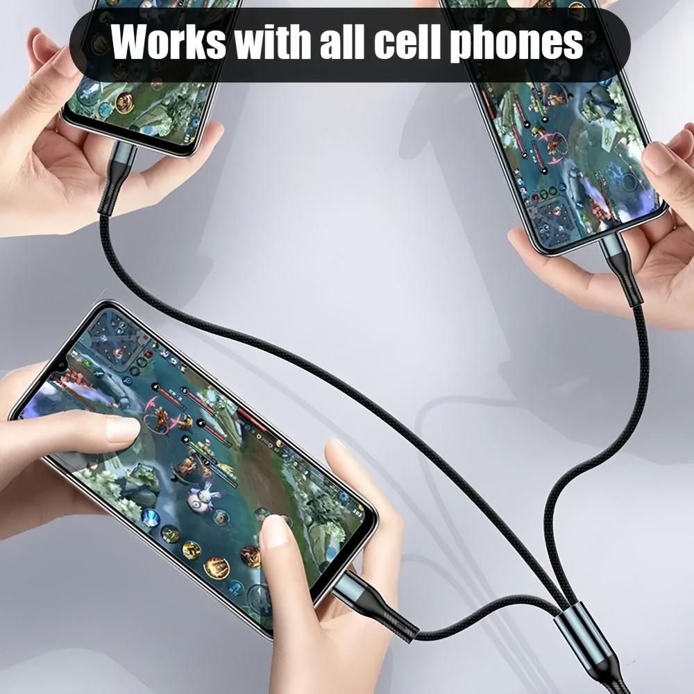 120W 6A 3 in 1 USB Type C Cable Fast Charge Phone Charger Data Cord For iPhone Samsung Xiaomi Huawei Quick Charge Micro USB Wire