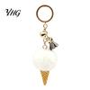Soft Decorative Charm Plush Ice Cream Keychain for Backpacks, Fluffy Cone Keyring Decor Bag Charm, Pendant with Metal Ring Backpack Decoration