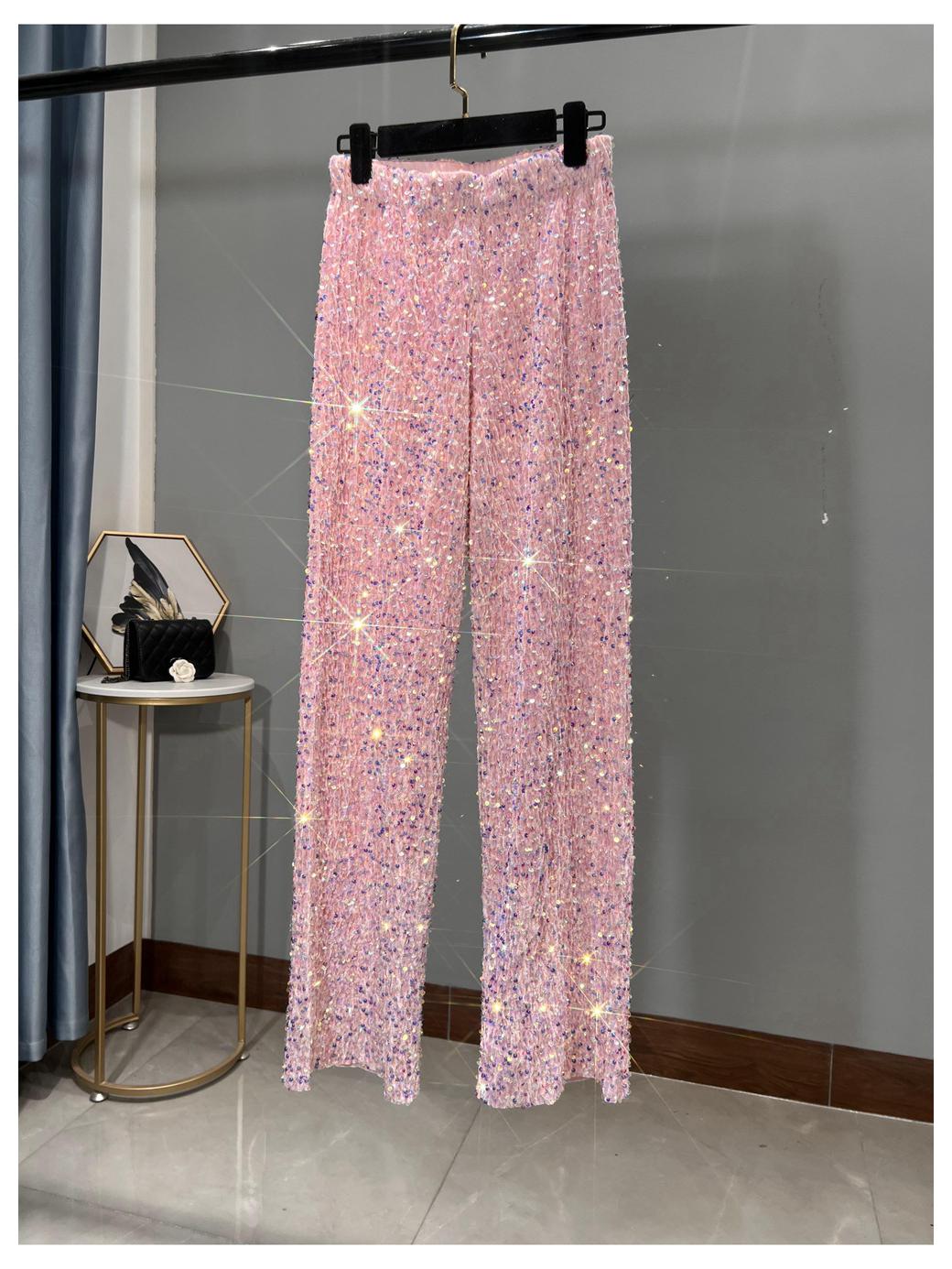 

Женские брюки палаццо из корейского бархата с пайетками: Приталенный крой, в пол, блестящая драпировка, повседневная одежда для осени и зимы Extra Large