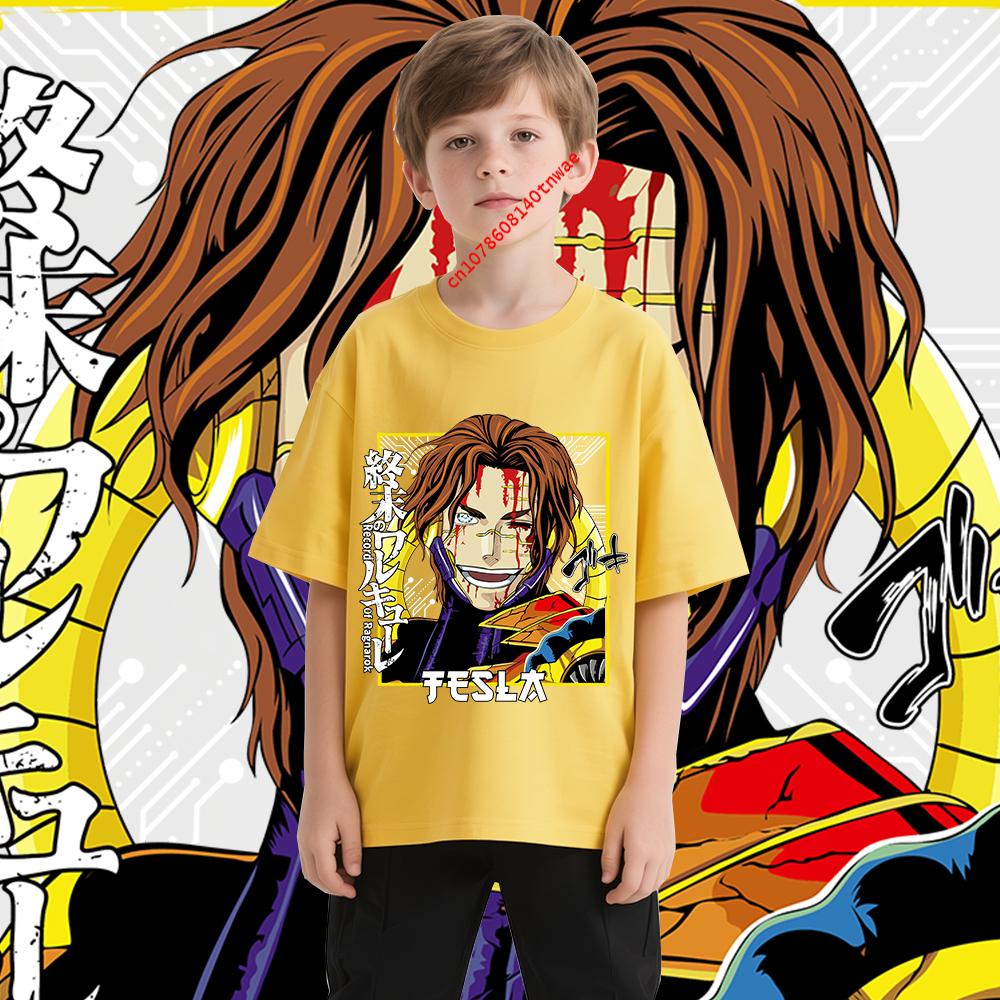 Record of Ragnarok Tesla Anime Print Kids T Shirt 100 Cotton Boys Girls Casual Short Sleeve Tee Childrens Cartoon Graphic Tops