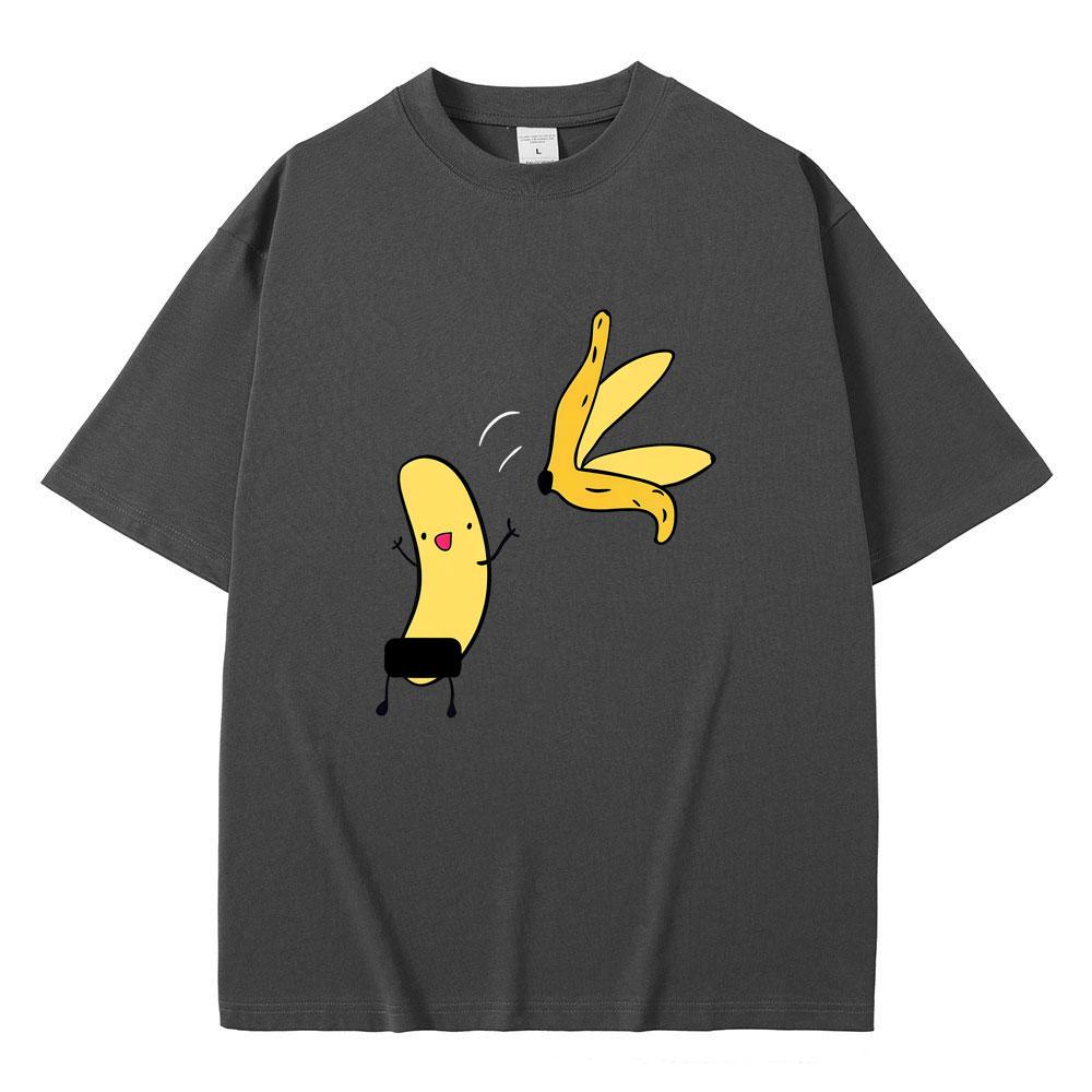 Banana Naked Funny Meme T Shirt Unisex Women Casual Cartoon Humor T-shirt Unisex's 100% Cotton Vintage Oversized Short Sleeve T-shirts