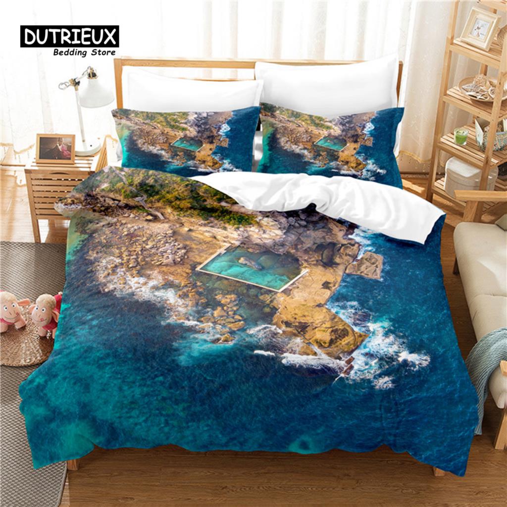 Beautiful Ocean Bedding Set, 3Pcs Duvet Cover Set, Soft Comfortable Breathable Duvet Cover, For Bedroom Guest Room Decor