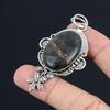 Friendship Day Deal 925 Silver Oval Gabbro Jasper Gemstone Flower Mother Pendant