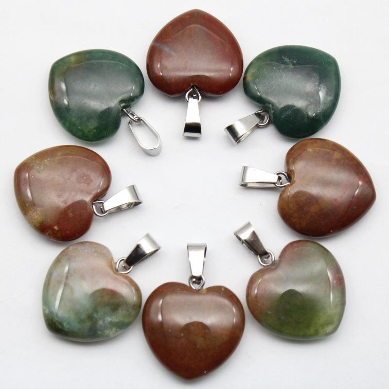 20MM Herzförmiger Naturstein Anhänger: Achat, Rosenquarz, Aquamarin, Pfirsichherz Schmuck