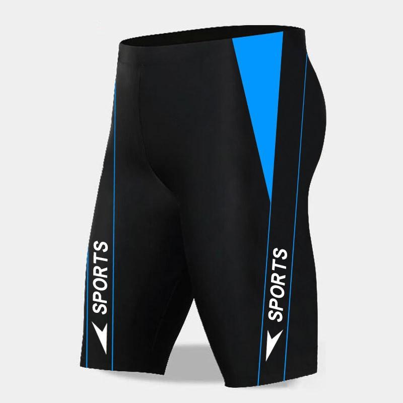 Mens Quick-Dry Mid-Thigh Swim Trunks With Color Block Design Swimming Training Competition Youth Adult